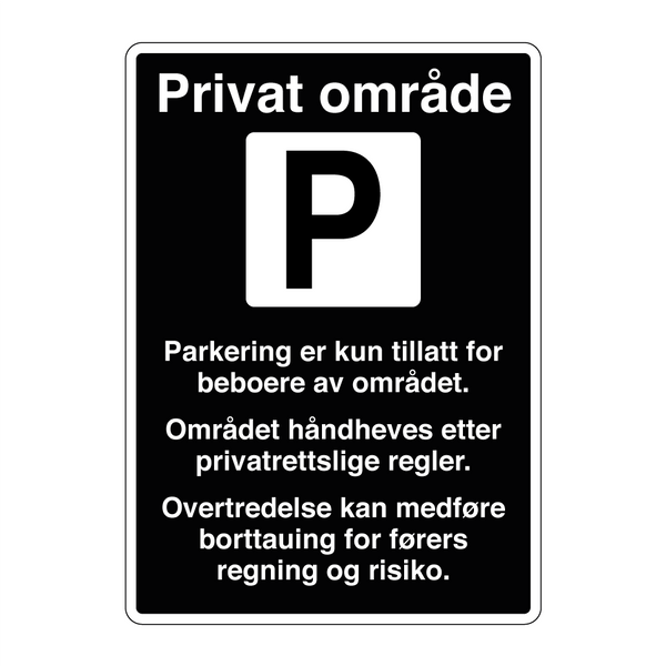 Parkering er kun tillatt for beboere av området