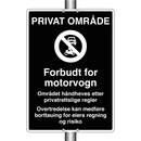 Privat område Forbudt for motorvogn