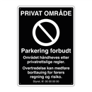 Privat område Parkering forbudt
