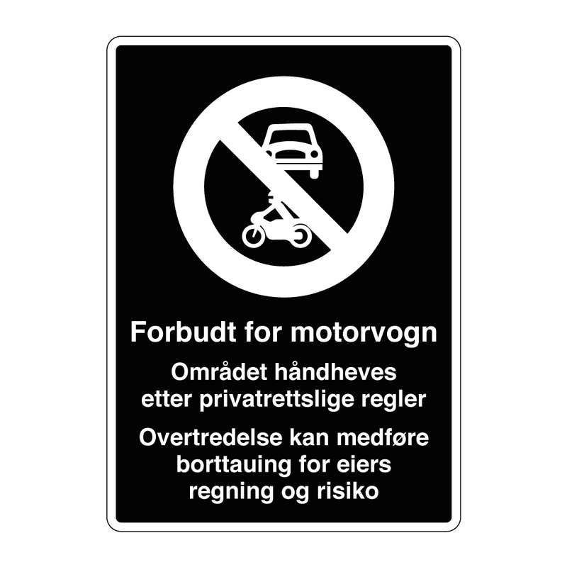 Forbudt for motorvogn & Forbudt for motorvogn & Forbudt for motorvogn & Forbudt for motorvogn