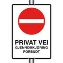 Privat vei gjennomkjøring forbudt
