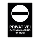 Privat vei gjennomkjøring forbudt