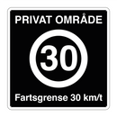 Privat område Fartsgrense 30 km/t