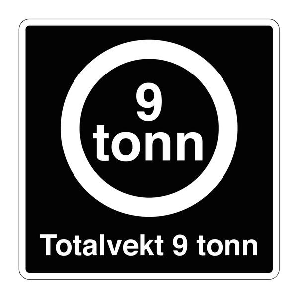 Totalvekt 9 tonn