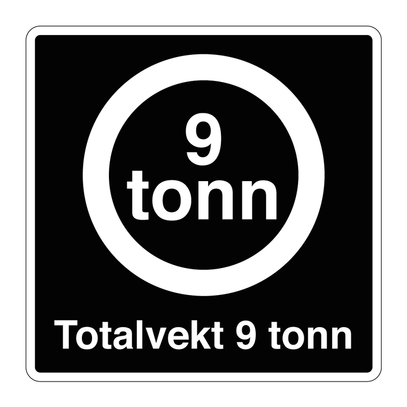 Totalvekt 9 tonn & Totalvekt 9 tonn & Totalvekt 9 tonn