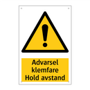 Advarsel klemfare hold avstand