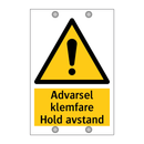 Advarsel klemfare hold avstand