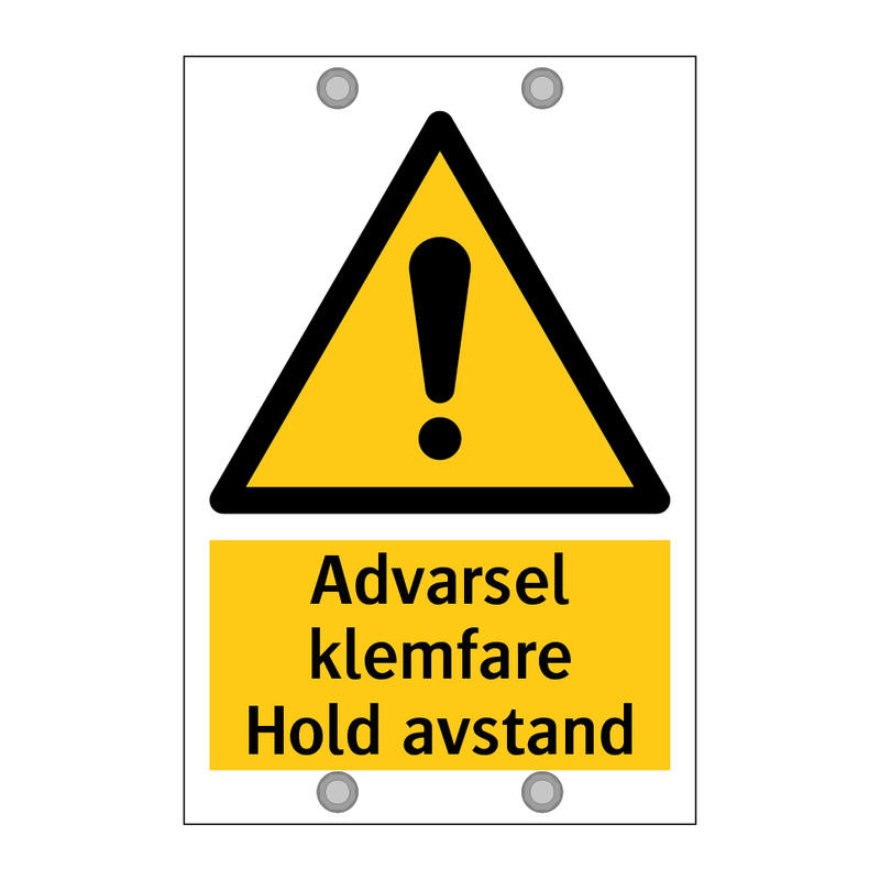 Advarsel klemfare hold avstand