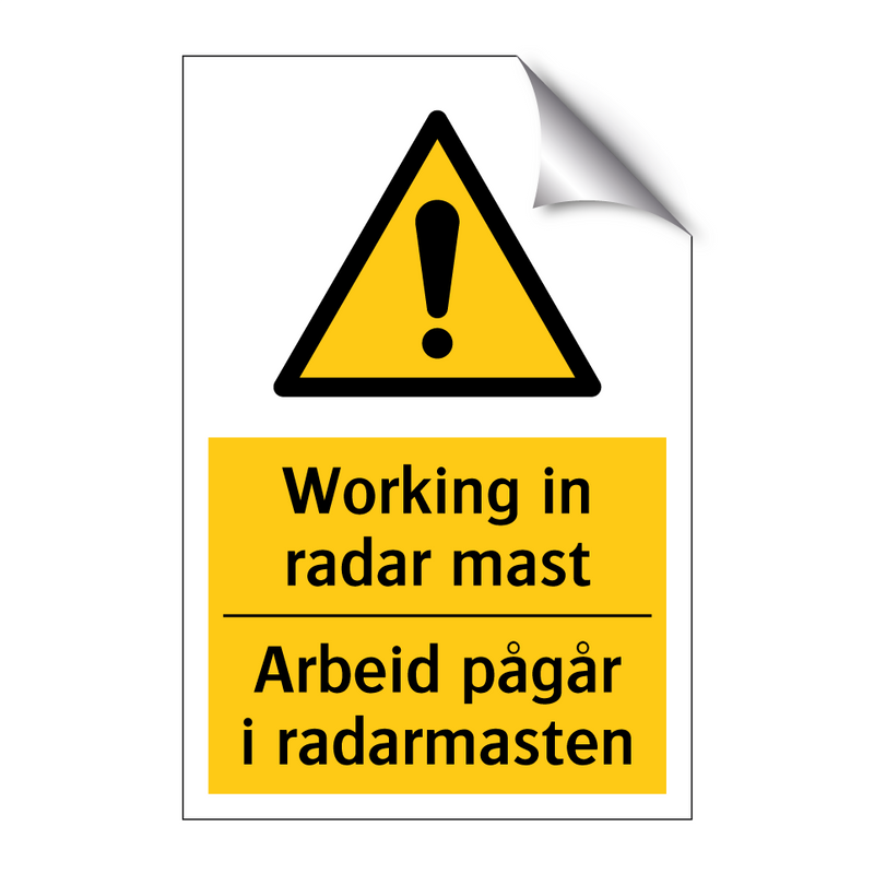 Working in radar mast Arbeid pågår i radarmasten