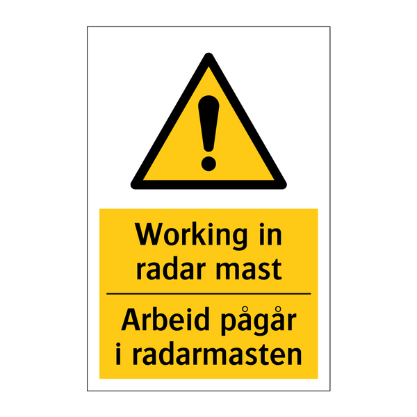 Working in radar mast Arbeid pågår i radarmasten