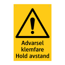 Advarsel klemfare hold avstand