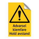 Advarsel klemfare hold avstand