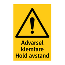 Advarsel klemfare hold avstand
