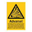 Advarsel ved lading dannes eksplosive gasser …