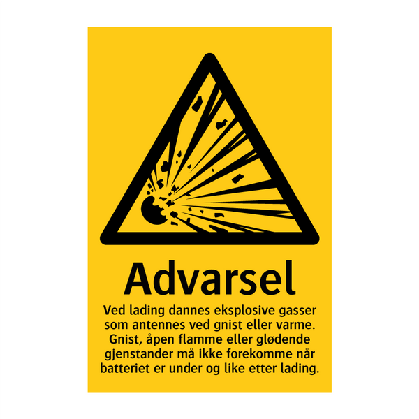 Advarsel ved lading dannes eksplosive gasser … & Advarsel ved lading dannes eksplosive gasser …