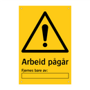Arbeid pågår Fjernes bare av