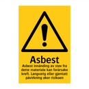 Asbest innånding av støv fra dette materialet kan forårsake kreft. Langvarig eller gjentatt påvirkning øker risikoen