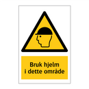 Bruk hjelm i dette området