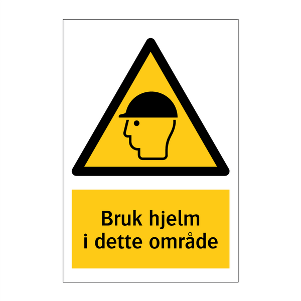 Bruk hjelm i dette området