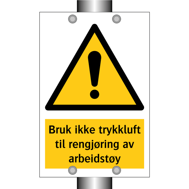 Bruk ikke trykkluft til regjøring av arbeidstøy
