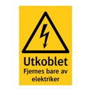 Utkoblet Fjernes bare av elektriker