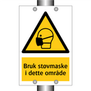 Bruk støvmaske i dette området