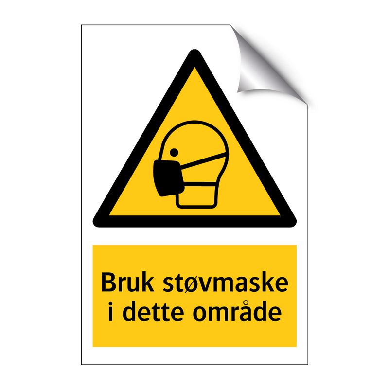 Bruk støvmaske i dette området