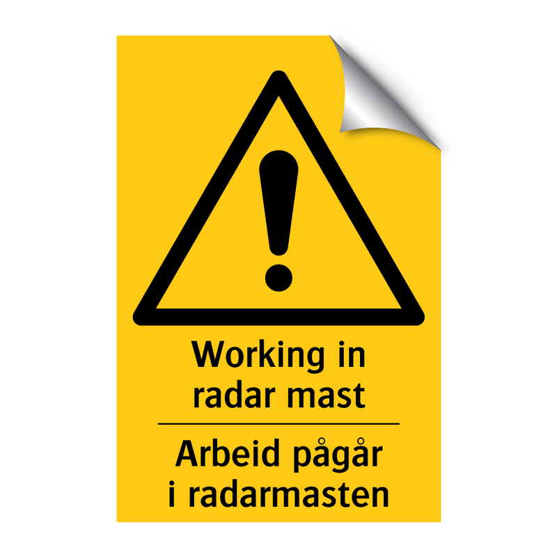 Working in radar mast Arbeid pågår i radarmasten