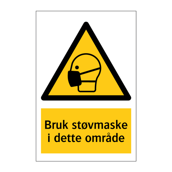 Bruk støvmaske i dette området