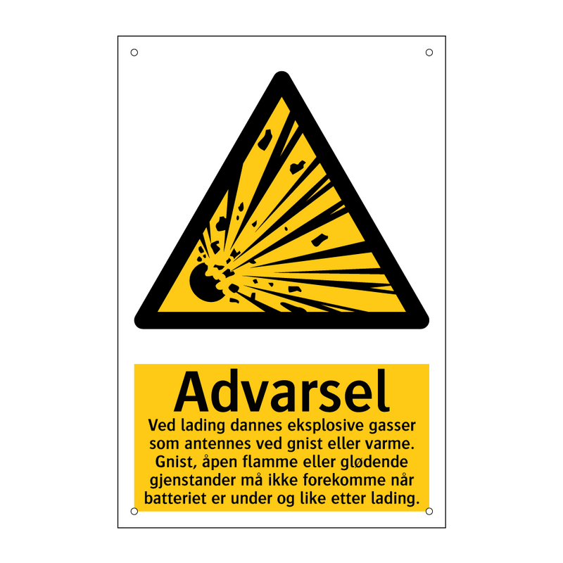 Advarsel ved lading dannes eksplosive gasser … & Advarsel ved lading dannes eksplosive gasser …