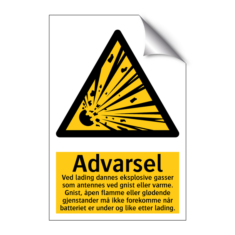 Advarsel ved lading dannes eksplosive gasser … & Advarsel ved lading dannes eksplosive gasser …