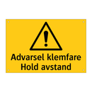 Advarsel klemfare hold avstand