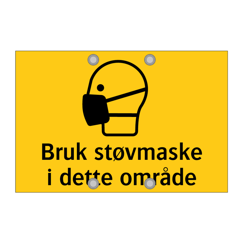 Bruk støvmaske i dette området