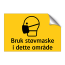 Bruk støvmaske i dette området