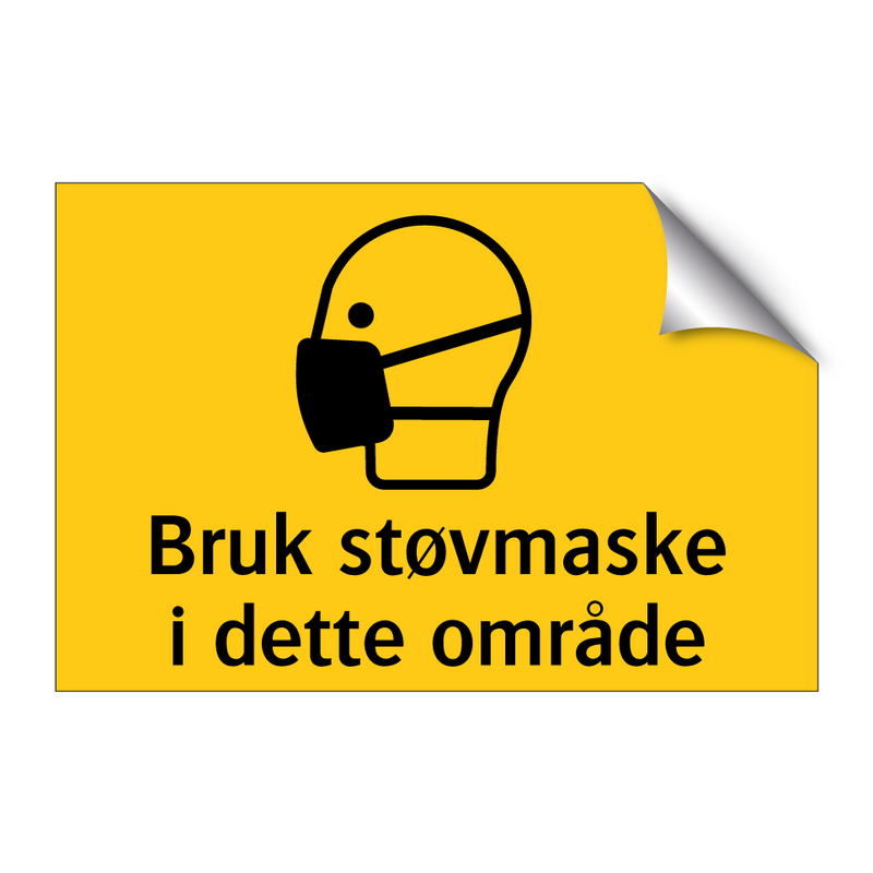 Bruk støvmaske i dette området
