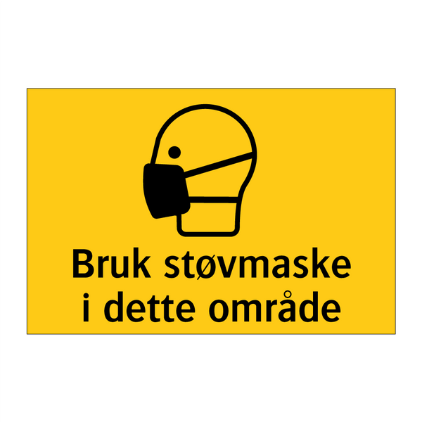 Bruk støvmaske i dette området