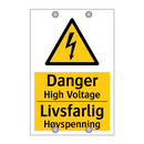 Danger High Voltage Livsfarlig Høyspenning