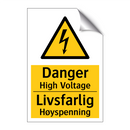 Danger High Voltage Livsfarlig Høyspenning