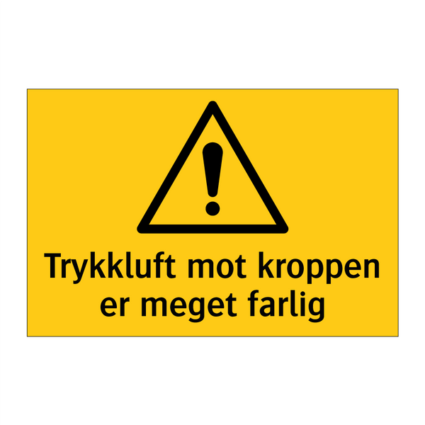 Trykkluft mot kroppen er meget farlig