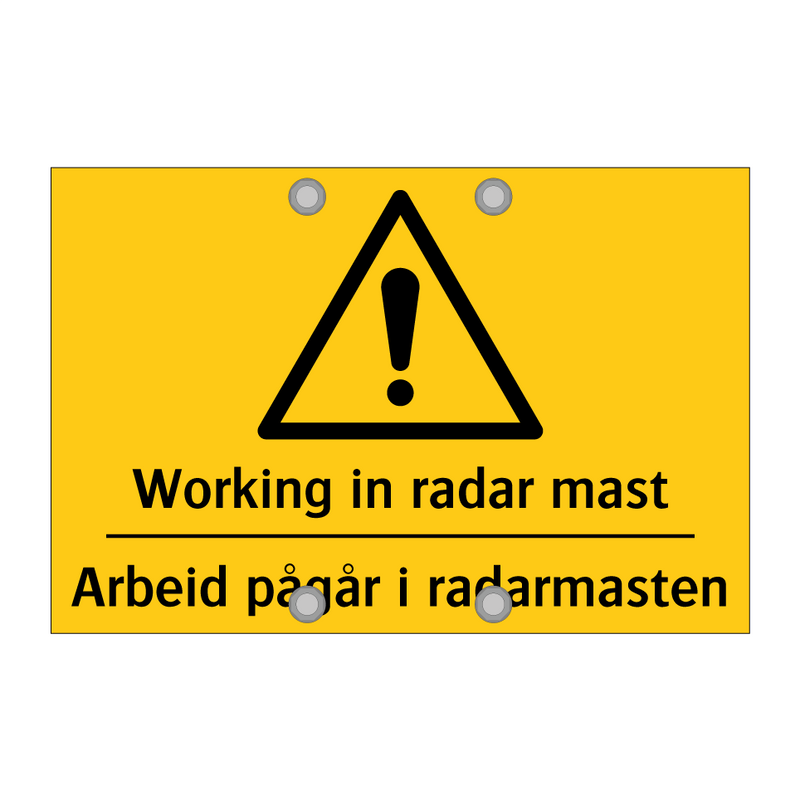 Working in radar mast Arbeid pågår i radarmasten