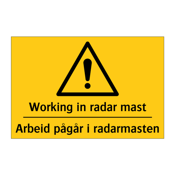 Working in radar mast Arbeid pågår i radarmasten