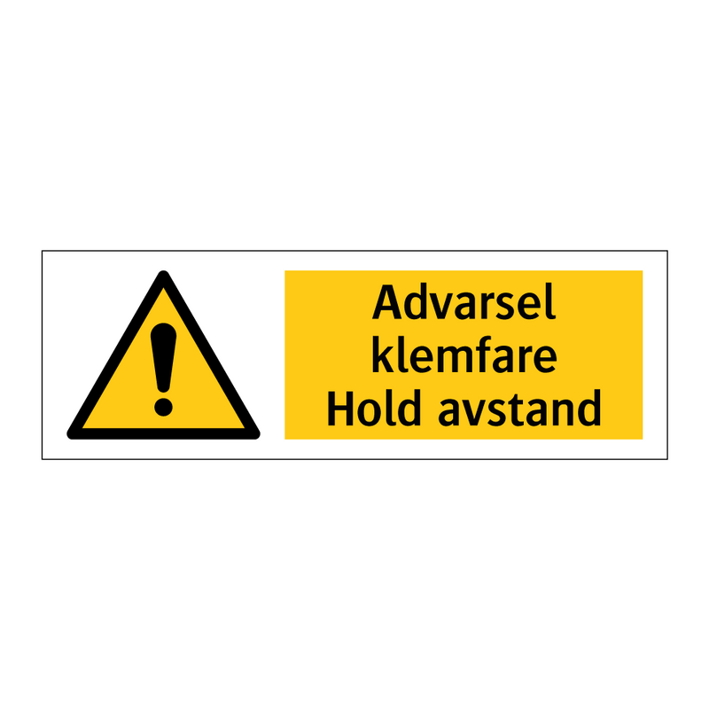 Advarsel klemfare hold avstand & Advarsel klemfare hold avstand & Advarsel klemfare hold avstand