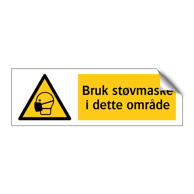 Bruk støvmaske i dette området
