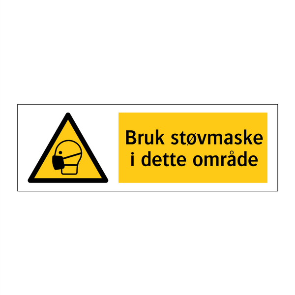 Bruk støvmaske i dette området