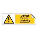 Danger High Voltage Livsfarlig Høyspenning