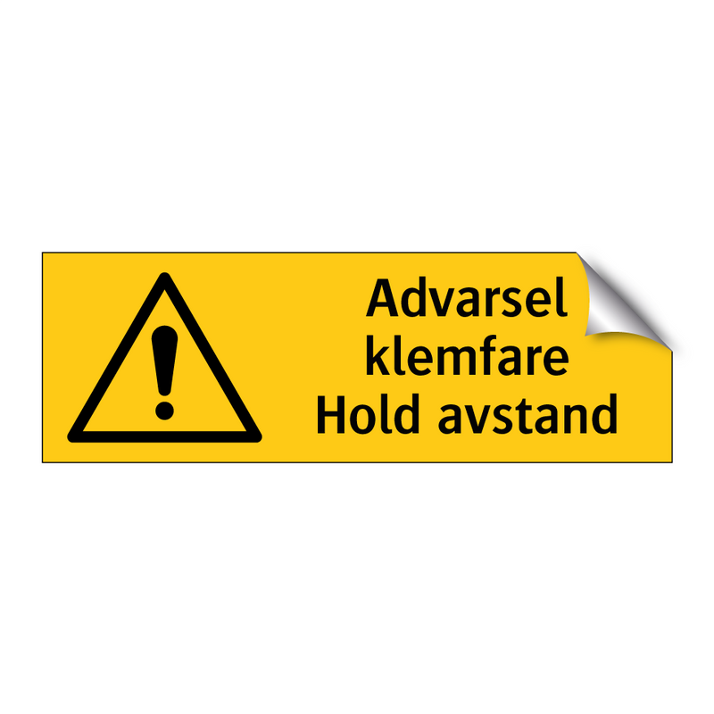 Advarsel klemfare hold avstand & Advarsel klemfare hold avstand & Advarsel klemfare hold avstand