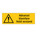 Advarsel klemfare hold avstand