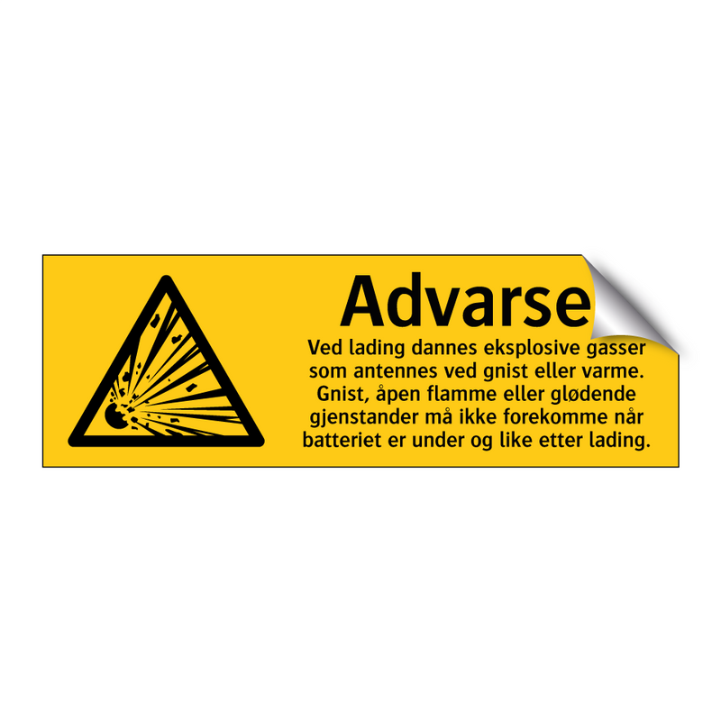 Advarsel ved lading dannes eksplosive gasser … & Advarsel ved lading dannes eksplosive gasser …