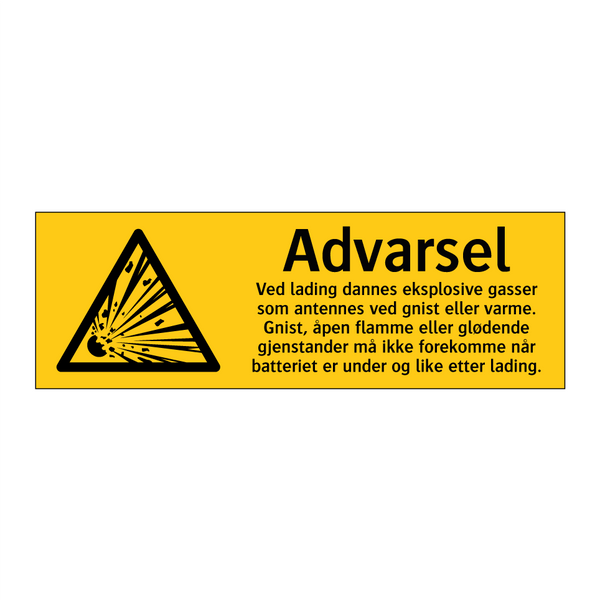 Advarsel ved lading dannes eksplosive gasser … & Advarsel ved lading dannes eksplosive gasser …