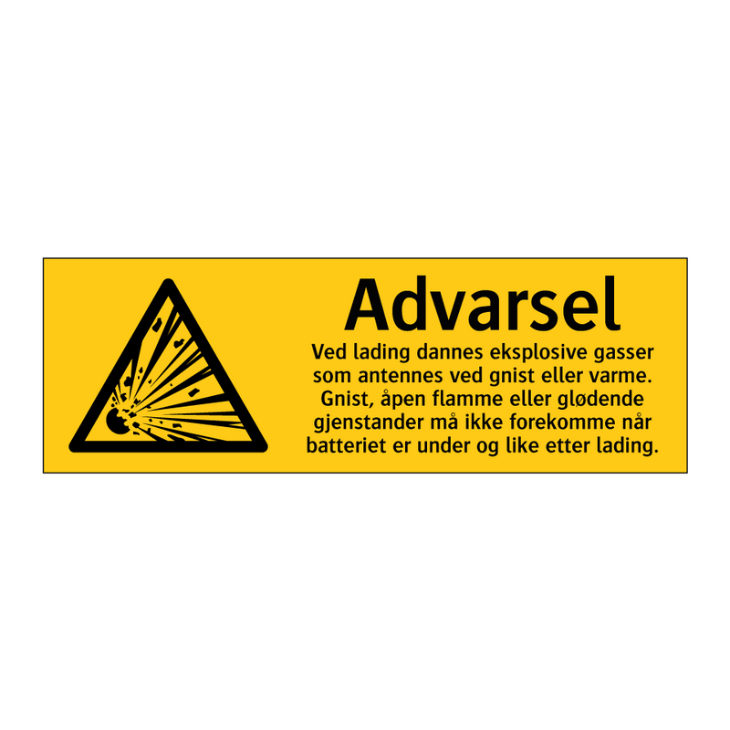 Advarsel ved lading dannes eksplosive gasser … & Advarsel ved lading dannes eksplosive gasser …